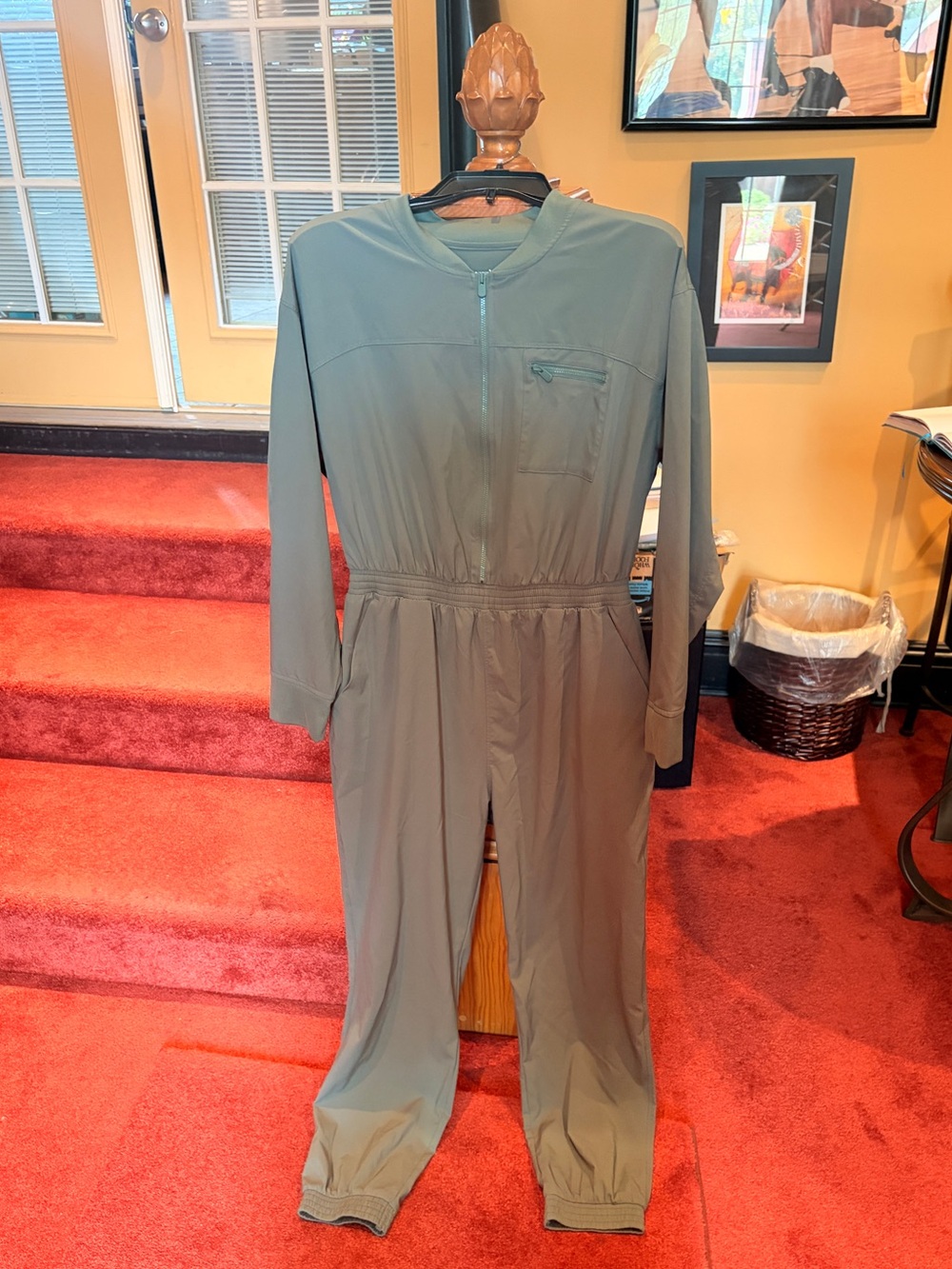 Old Navy Olive Zip-Front Utility Jumpsuit
